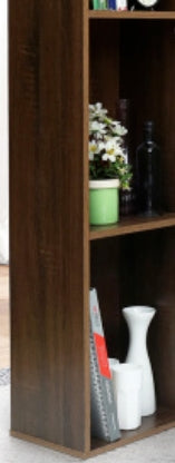 Harborline L-förmiger Arbeitsplatzschreibtisch mit modularen Regalen – Naturholz