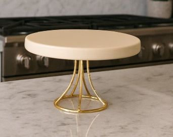Soporte giratorio para tartas Aureline blanco y dorado