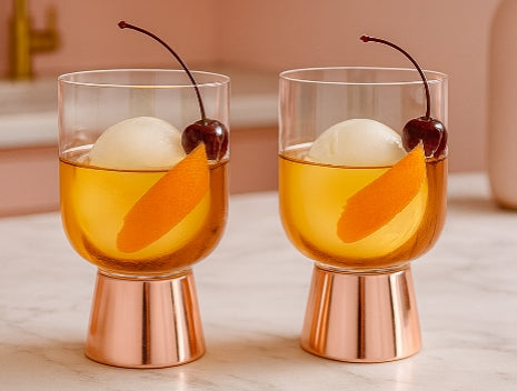 Raye Cocktailgläser mit Kupferfuß – 2er-Set, 355 ml