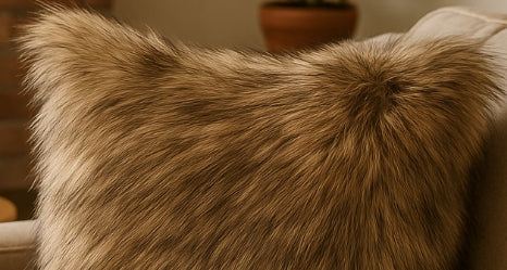 Cojín de lujo con estampado animal de piel sintética gris 