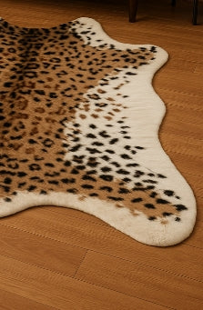Alfombra de piel sintética con estampado de leopardo 