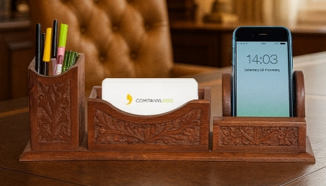 Handgefertigter Handyhalter und Schreibtisch-Organizer aus Palisanderholz – Stift- und Notizständer