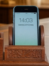 Handgefertigter Handyhalter und Schreibtisch-Organizer aus Palisanderholz – Stift- und Notizständer