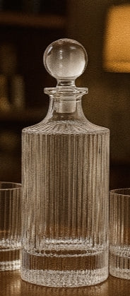 Set aus geprägter Glaskaraffe und Old-Fashioned-Trinkglas – Fünfteilige Kollektion