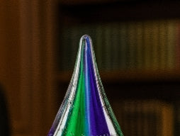 Centro de mesa de cristal soplado en forma de lágrima sobre base pulida – Escultura artística de vidrio de 30 cm