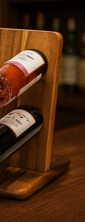 Schwebender Weinflaschenhalter aus Akazienholz – Vertikale Präsentation für 4 Flaschen