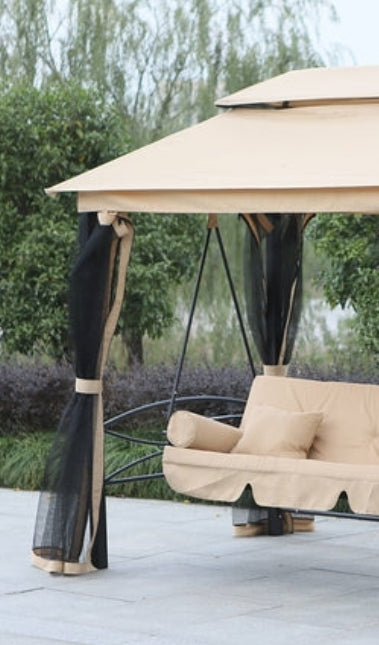 Gartenschaukel mit Netzgewebe und Sonnendach für 3 Personen