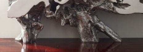 Freeform Silver Leaf Console Table – Large Sculptural Resin Statement Piece