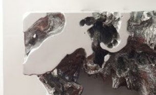 Freeform Silver Leaf Console Table – Large Sculptural Resin Statement Piece