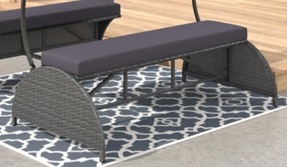 Convertible Outdoor Loveseat with Expandable Seating and Table – Gray HDPE Rattan