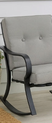 3-teiliges Gartenmöbelset mit Tisch und Schaukelstühlen in Grau