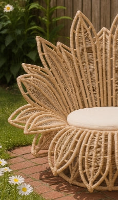 Bloom Rattan Petal Lounge Chair – Handwoven Statement Seating