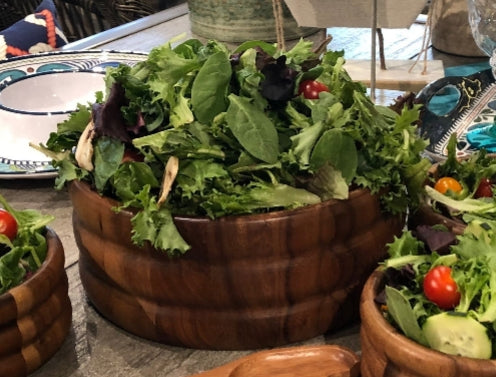 Juego de 7 piezas de madera de acacia artesanal: colección de cuencos y utensilios