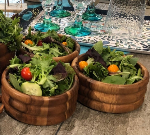 Juego de 7 piezas de madera de acacia artesanal: colección de cuencos y utensilios