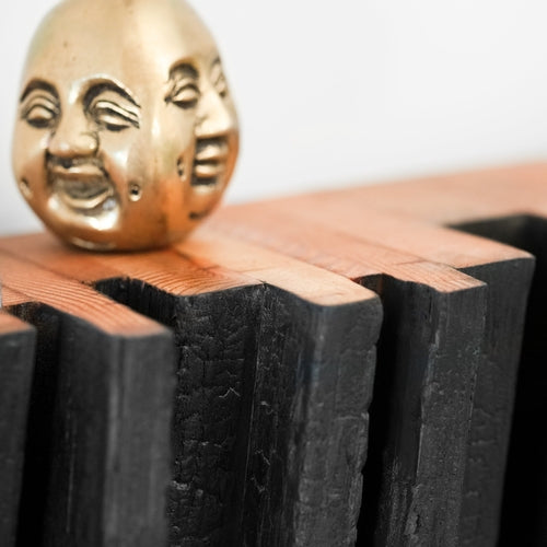 Estante flotante Skyline invertido: arte mural de madera recuperada