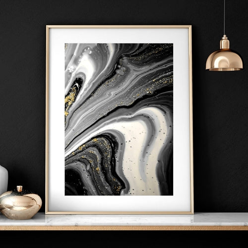 Black and Gold Abstract Marble Wall Art Set