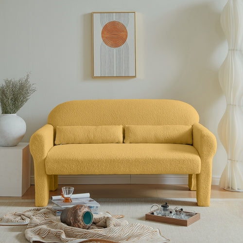 Solene Bouclé Zweisitzer-Sofa – Ringelblumengelb