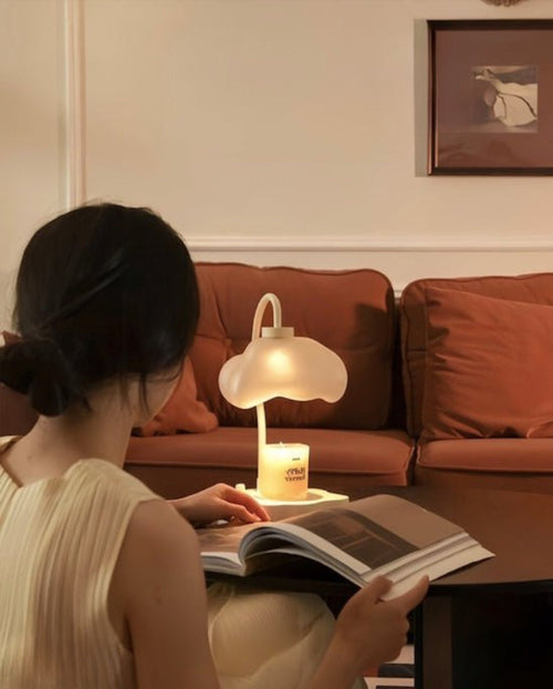 Lámpara calentadora de velas Cloud Glow con temporizador: moderna y bonita lámpara de cera para velas grandes. 