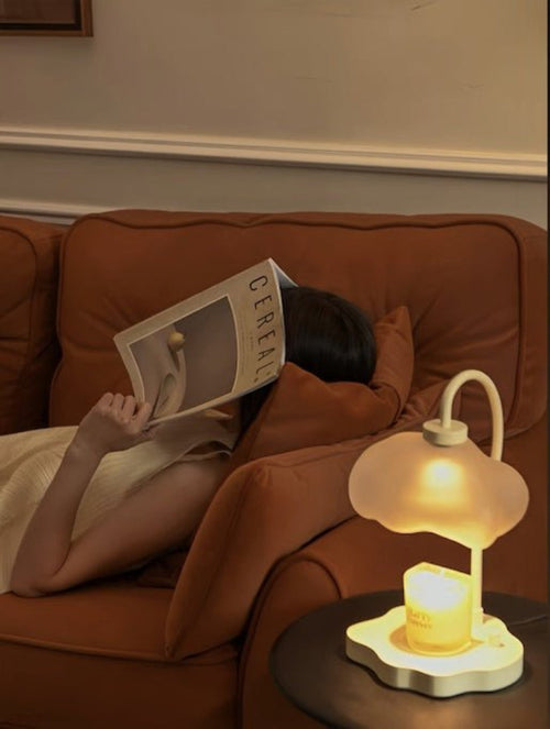 Lámpara calentadora de velas Cloud Glow con temporizador: moderna y bonita lámpara de cera para velas grandes. 