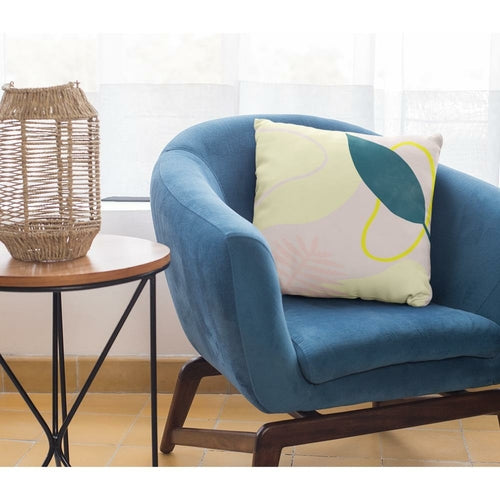 Cojín cuadrado con estampado de hojas verdes 