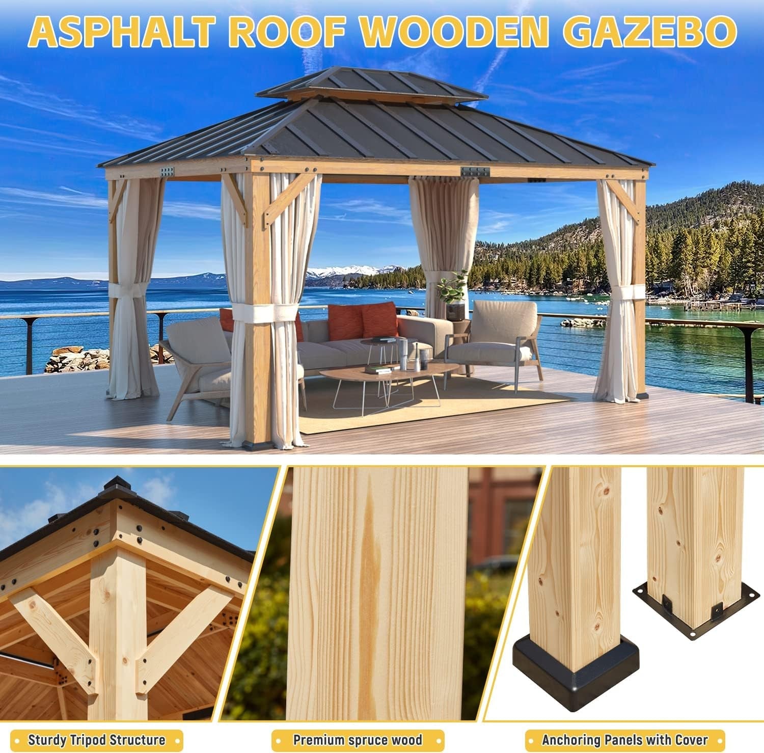 Evergrove Spruce Wood Patio Gazebo