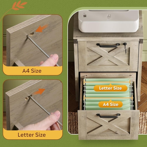 Aktenschrank aus Holz im Landhausstil mit X-förmigen Paneelen 