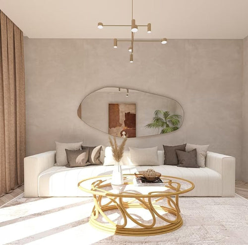 Asymmetrical Wooden Framed Wall Mirror – Sculptural Modern Accent Mirror by North Kaiser