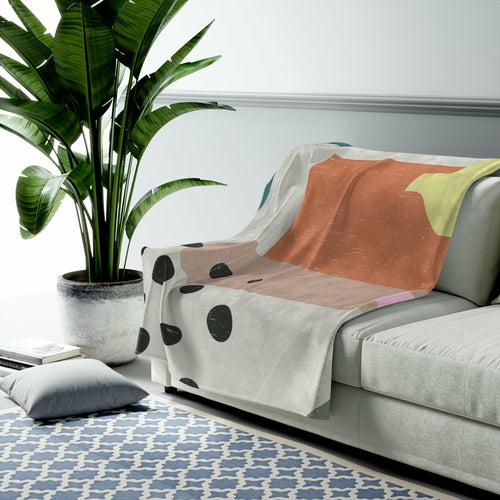 Manta de terciopelo con diseño de jarrón abstracto 