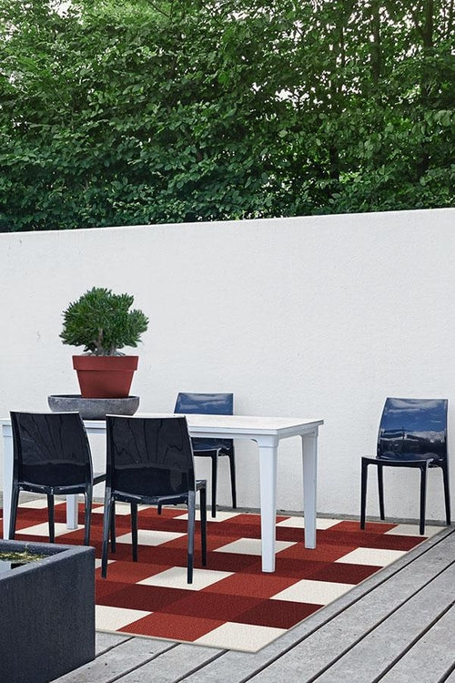 Outdoor-Teppich mit Vichy-Karo 