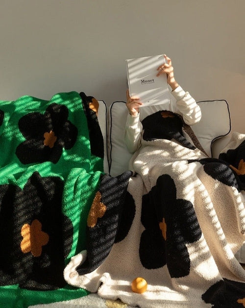 Manta de microfibra con estampado de girasoles 