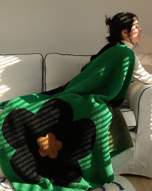 Manta de microfibra con estampado de girasoles 