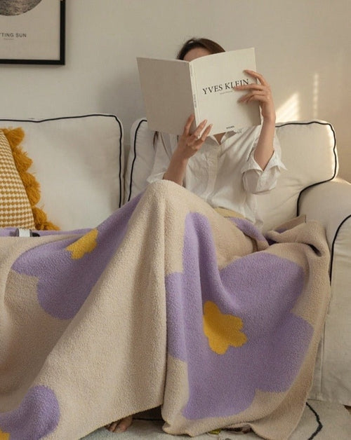 Manta de microfibra con estampado de girasoles 